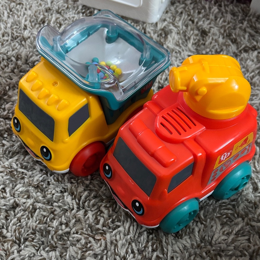 Yellow and Red Kids Toy Trucks - Excellent Condition